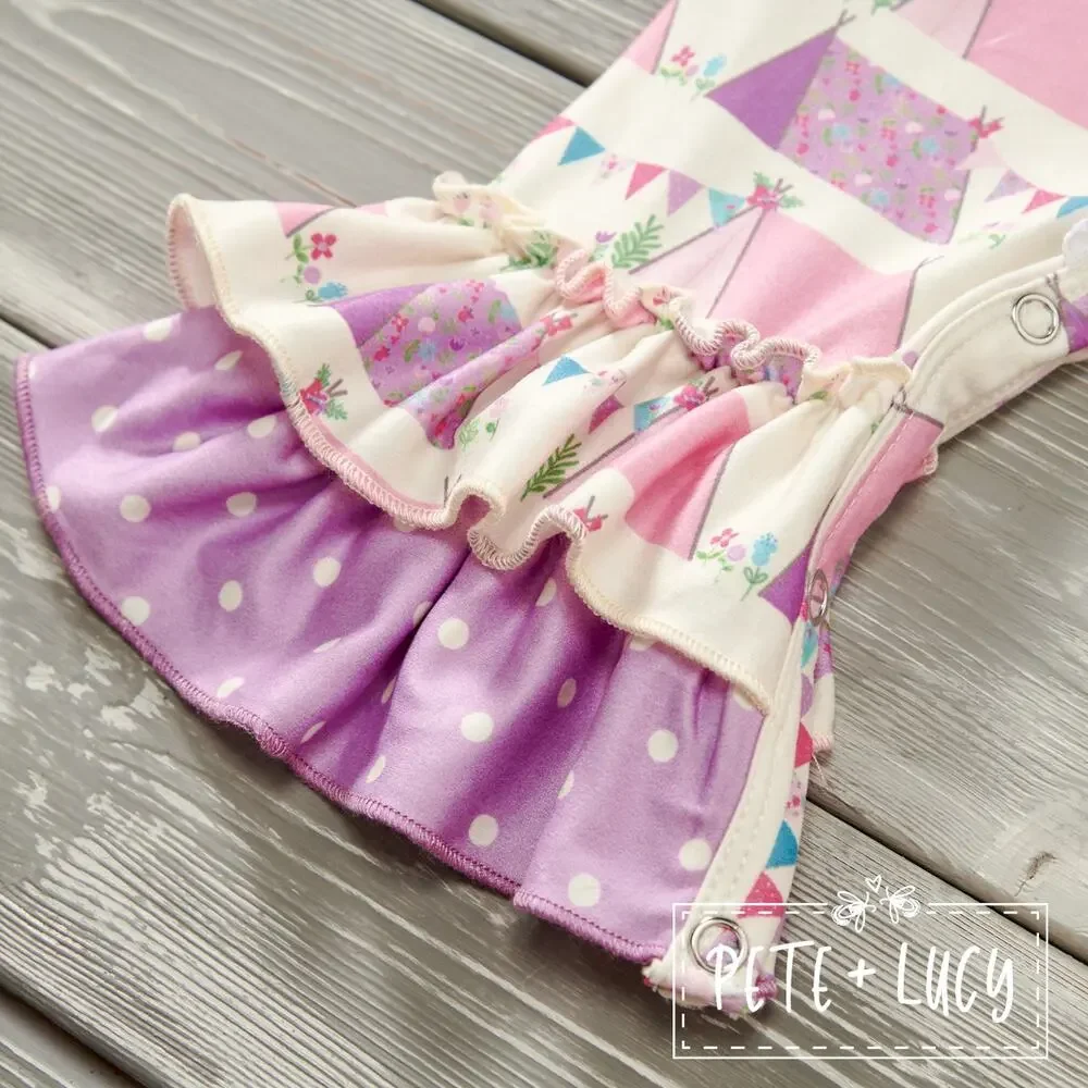 PETE + LUCY Fancy Camping Ruffle Long Sleeve Romper Baby Toddler 12-18 months